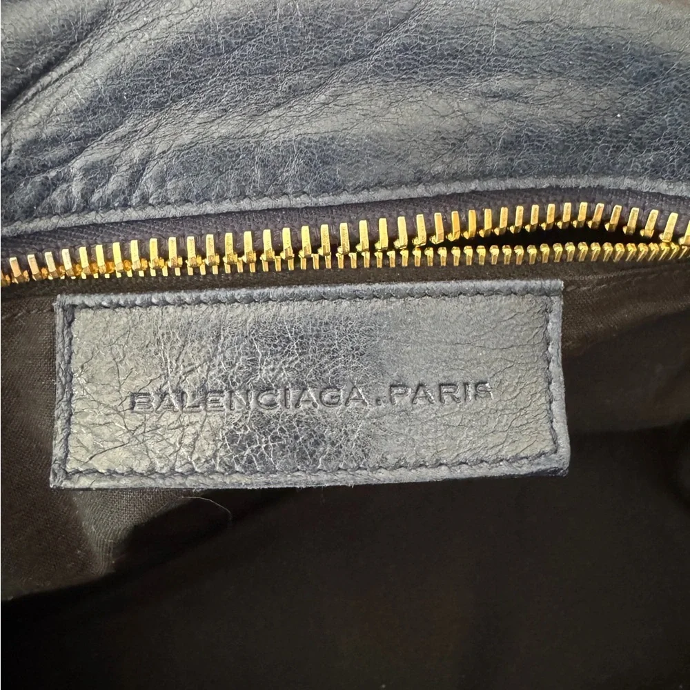 Vintage Balenciaga Marine Blue Leather Giant 21 Gold Brief Bag